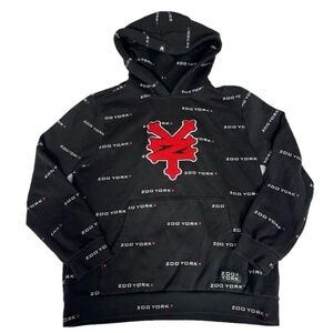 Zoo York Skater Large Logo Hoodie Youth Boy XL 16 Black Red White